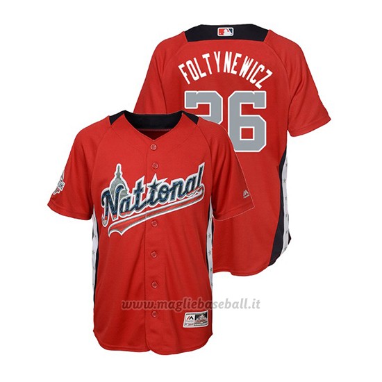 Maglia Baseball Bambino All Star Game Majestic Mike Foltynewicz 2018 1ªRun Derby National League Rosso
